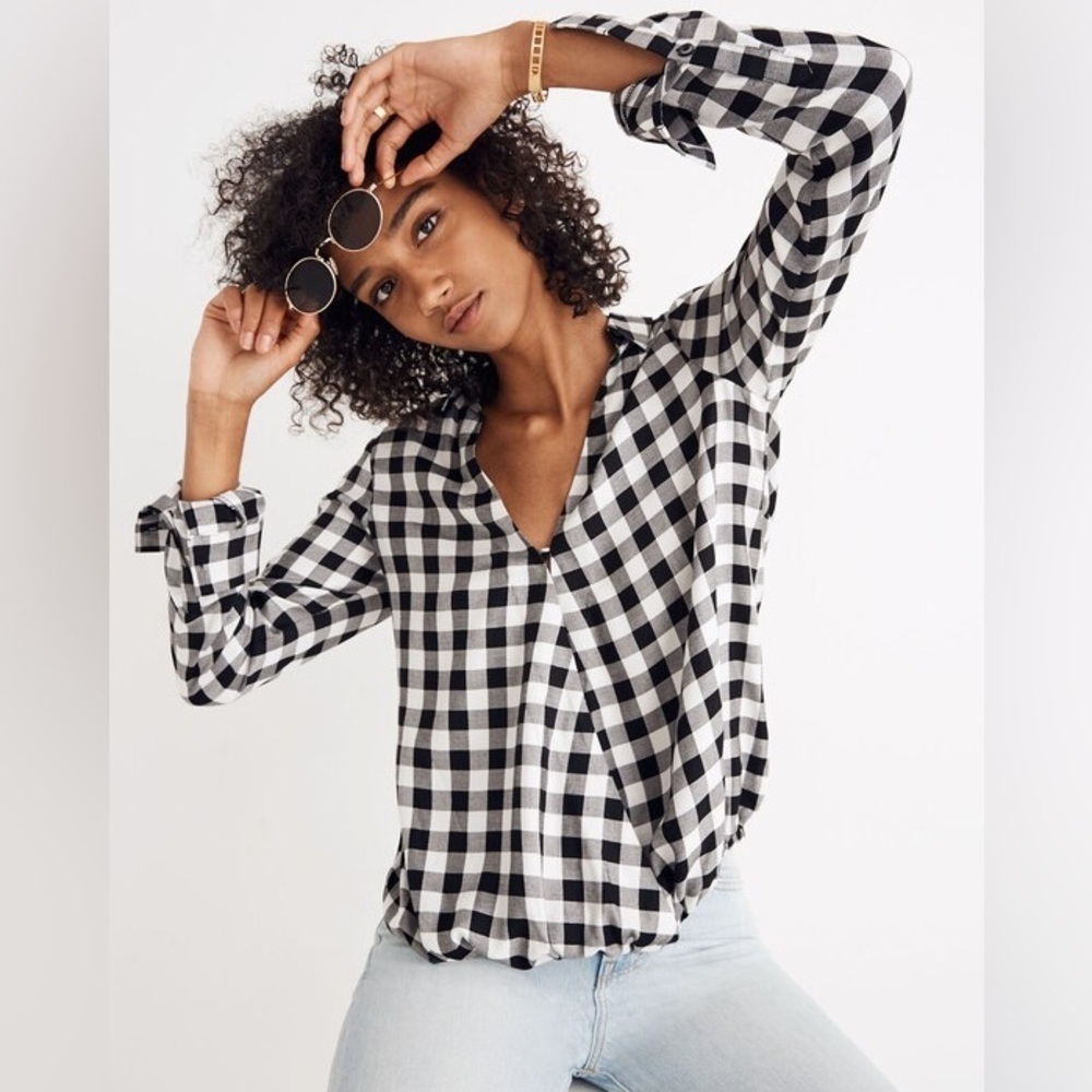 Madewell Black and White Plaid Button Down Shirt